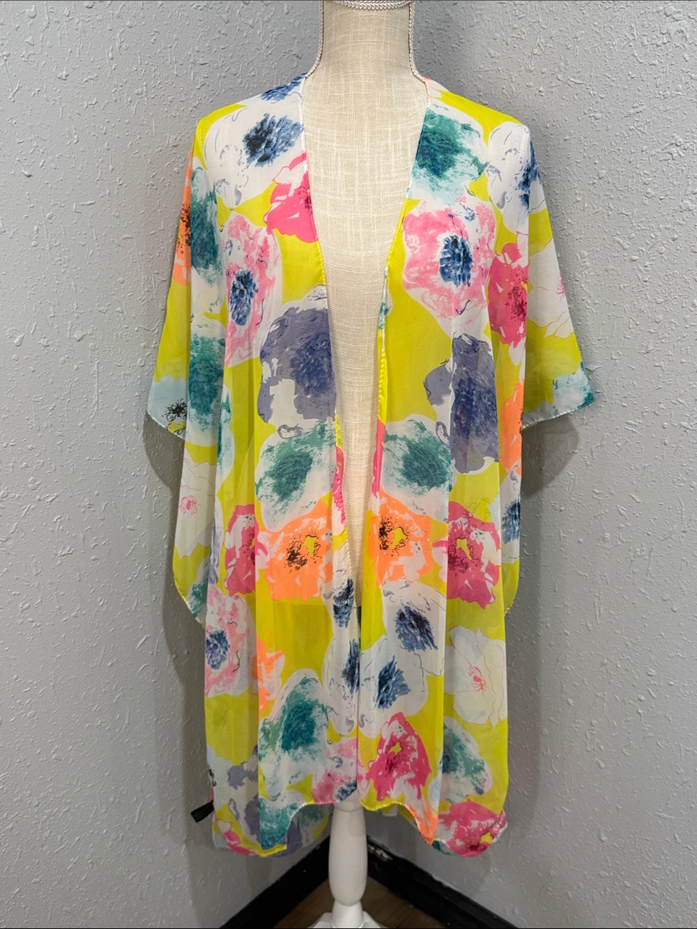 Tropical Print Open Duster Beach Swim‎ Cover Up
